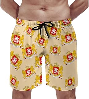Coat of Arms of Georgia Men's Swim Trunks Soft Beach Shorts Summer Bathing Suit Swimwear with Pockets