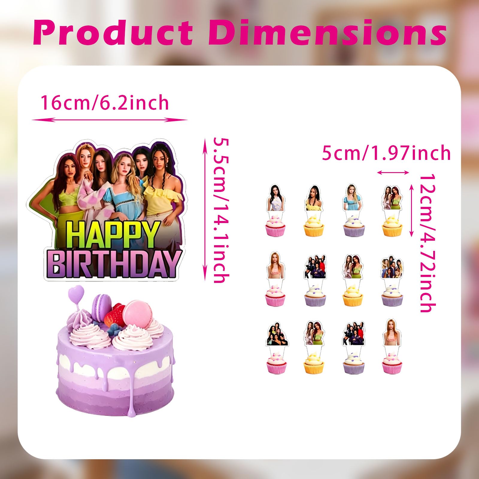 Set di 25 decorazioni per torte di compleanno a tema Katseye,Ideali per decorare torte,Muffin,Cupcake e feste di compleanno per bambine