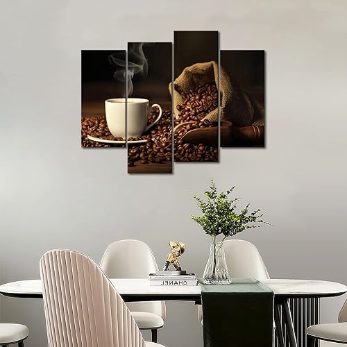 Miniatura 6 de Arte de pared de café marrón - Pintura de la tienda de café en lienzo - Decoración para el hogar y regalo