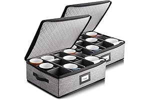 Hearth & Harbor Mug Storage: Stackable, Dividable Organizer for 12 Mugs