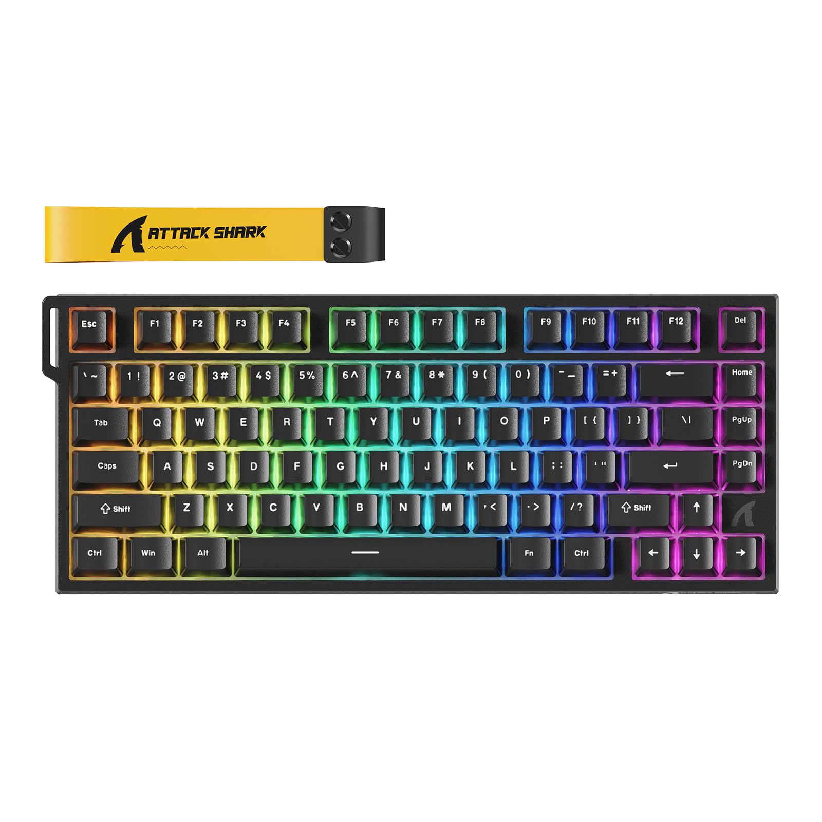 ATTACK SHARK R82 HE Tastiera Rapid Trigger 8000Hz, Precisione RT di 0,005mm, Tastiera Gaming RGB Cablata al 75%, Switch Magnetici, Attuazione Regolabile, Snap Tap, per PC/Mac, Nero