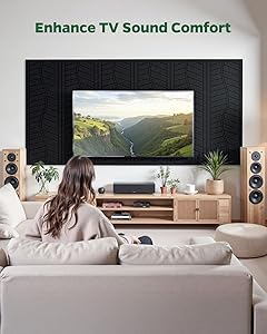 Acoustic Panels for Walls, Ceilings & Doors, 6 Pack Self-Adhesive Sound Absorbing Panels, 17"12"0.4" Decorative Art Tiles - Easy Peel & Stick for Recording Studio, Home Theater, Office Room (Black)