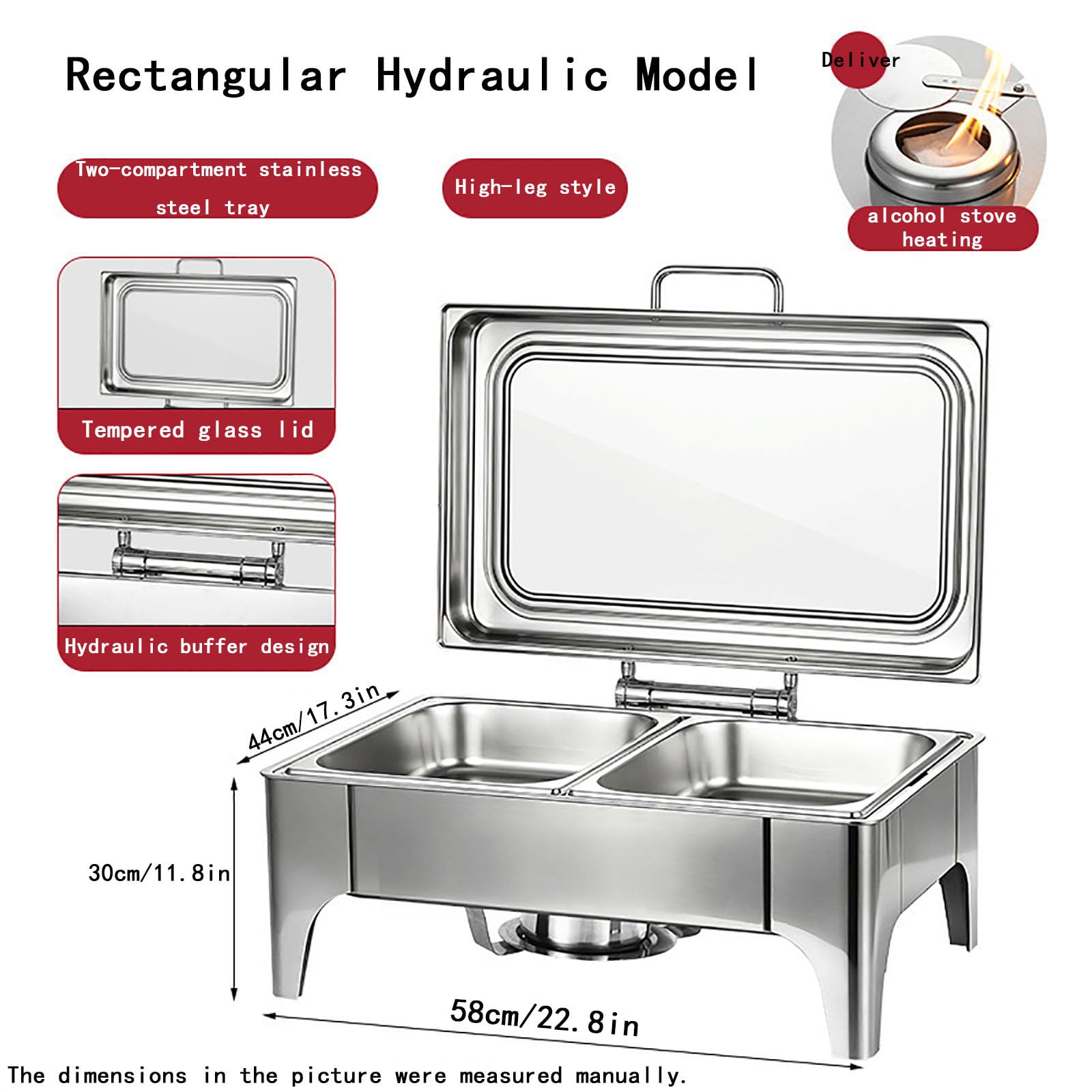 Buffetwärmer für Catering Party, Chafing Dish Profi Set, Mahlzeit Chafing