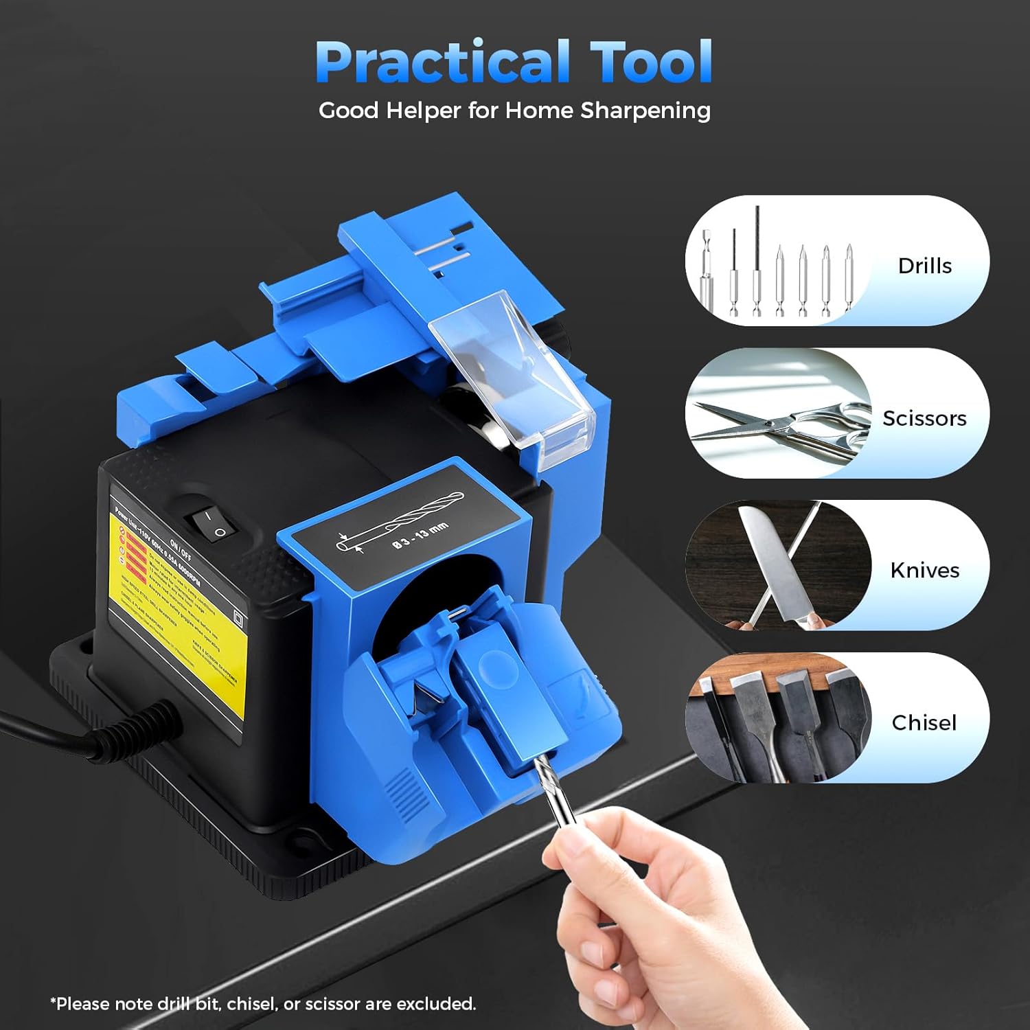 Universal Sharpening Station, 96W Knife and Drill Sharpening Tool, Multifunctional Drill Bit Sharpener Electric Sharpening Machine, 110V Grinder with Adjustable Angles