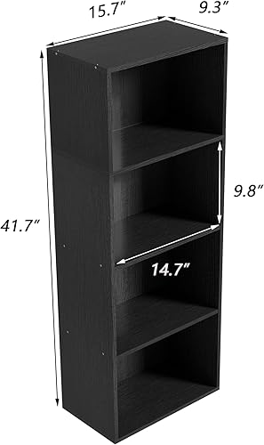 Vista 3 de Organizador de almacenamiento de madera de 3 cubos, estantería baja de 3 niveles, organizador de almacenamiento independiente, estante versátil