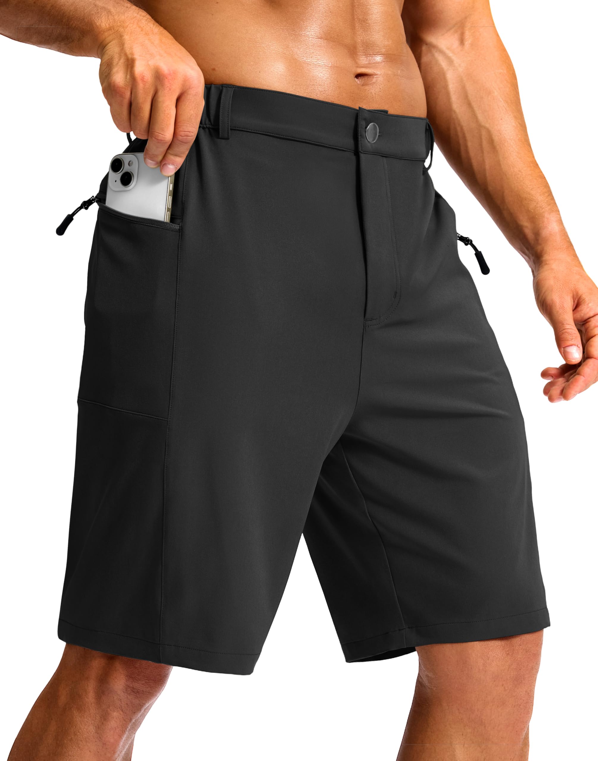 G Gradual Mens Casual Shorts 9 Lightweight Hiking Golf Zipper Pockets Stretch