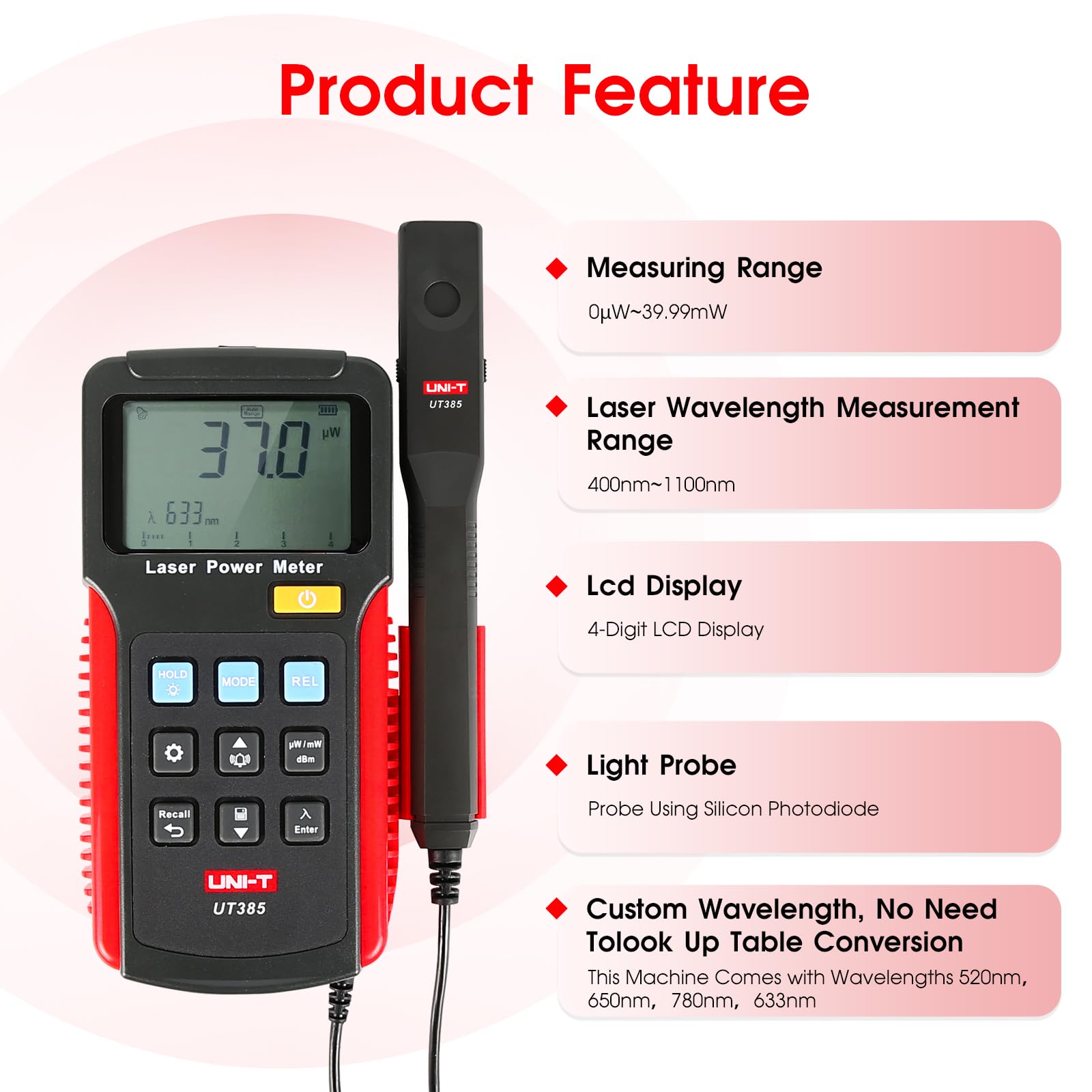 UNI-T UT385 Laser Power Meter Power Analyzer Data Logger Laser Sensor Precision Power Measurement..
