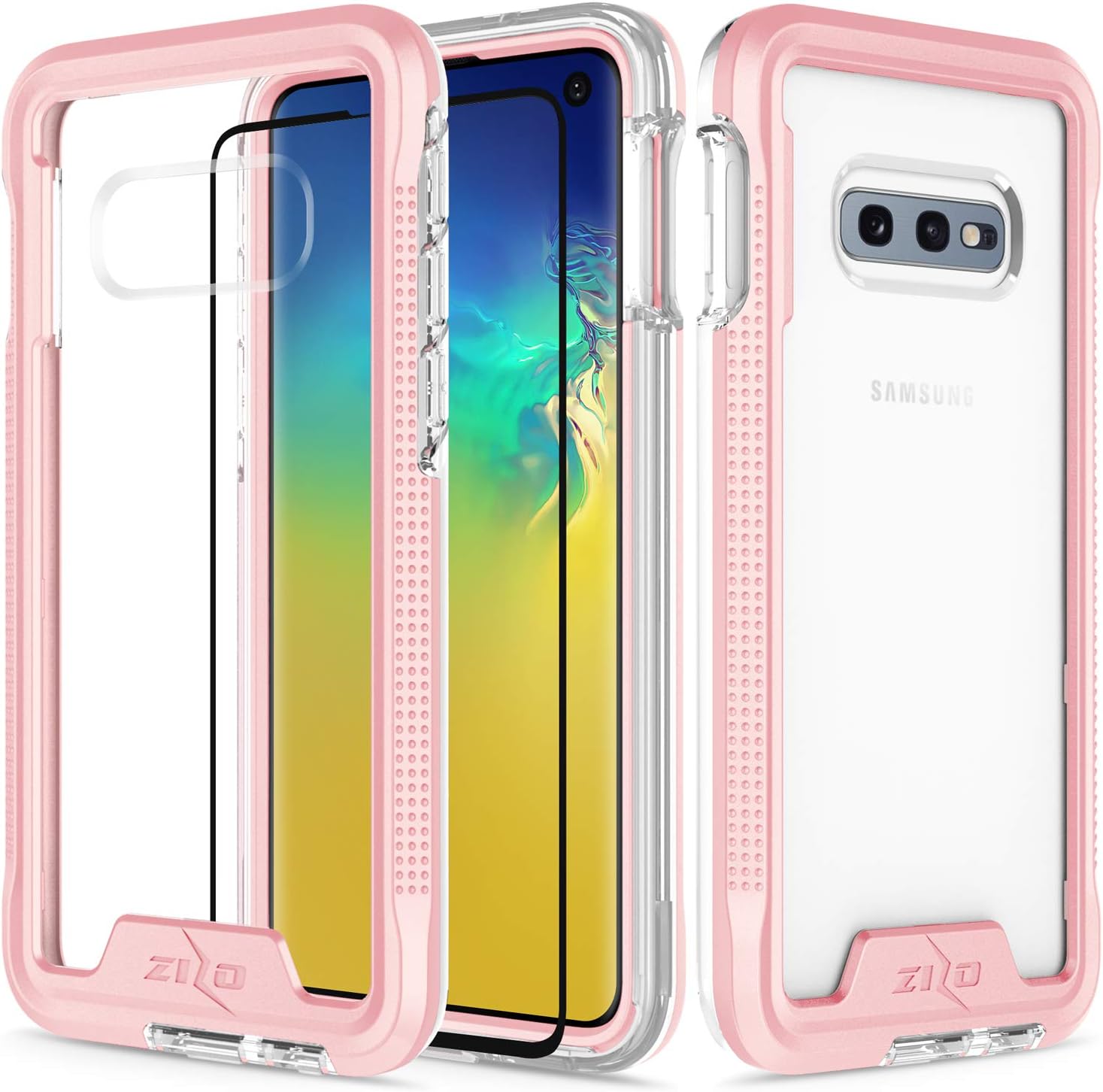 ZIZO ION Series for Samsung Galaxy S10e Case Military Grade Drop Tested with Tempered Glass Screen Protector Rose Gold Clear
