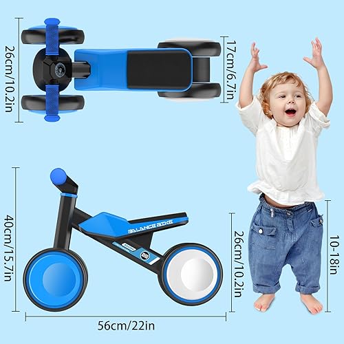 Miniatura 2 de Juguetes coloridos de bicicleta de equilibrio para bebés de 1 año, primera bicicleta para niños de 12 a 24 meses con asiento suave ajustable, 4