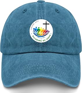 Catholic Jubilee 2025 Stained Glass Pilgrims of Hope Hats for Women Aesthetic Cyan Blue
