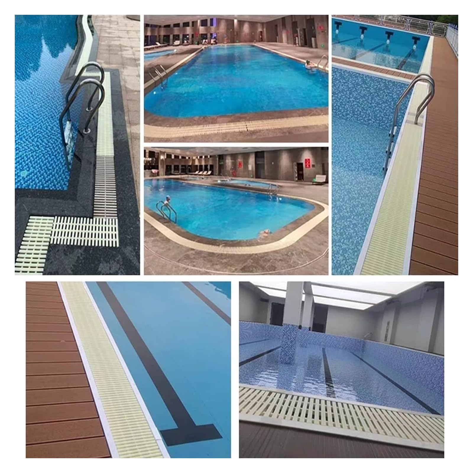 Griglie di scarico resistenti in ABS per piscine - 30x100 cm, beige, confezione da 10 pezzi, griglia di troppo pieno componibile per piscine, aree esterne e manutenzione delle fognature (beige 30
