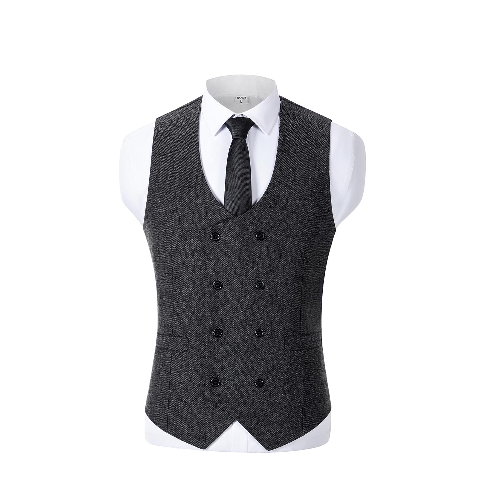Solovedress Herren Jahrgang Anzug Weste Zweireihig Wolle Tweed Weste für Hochzeit Groomsmen