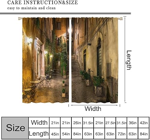 Miniatura 3 de Cortinas italianas, patio antiguo, sillas de café de Italia, casas históricas en la calle, sala de estar, dormitorio, cortinas opacas con bolsillo