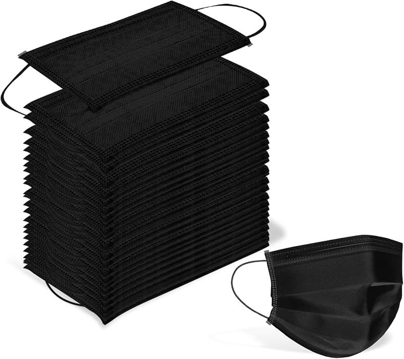 Wecolor 100 máscaras negras, mascarilla desechable, máscaras de protección de 3 capas