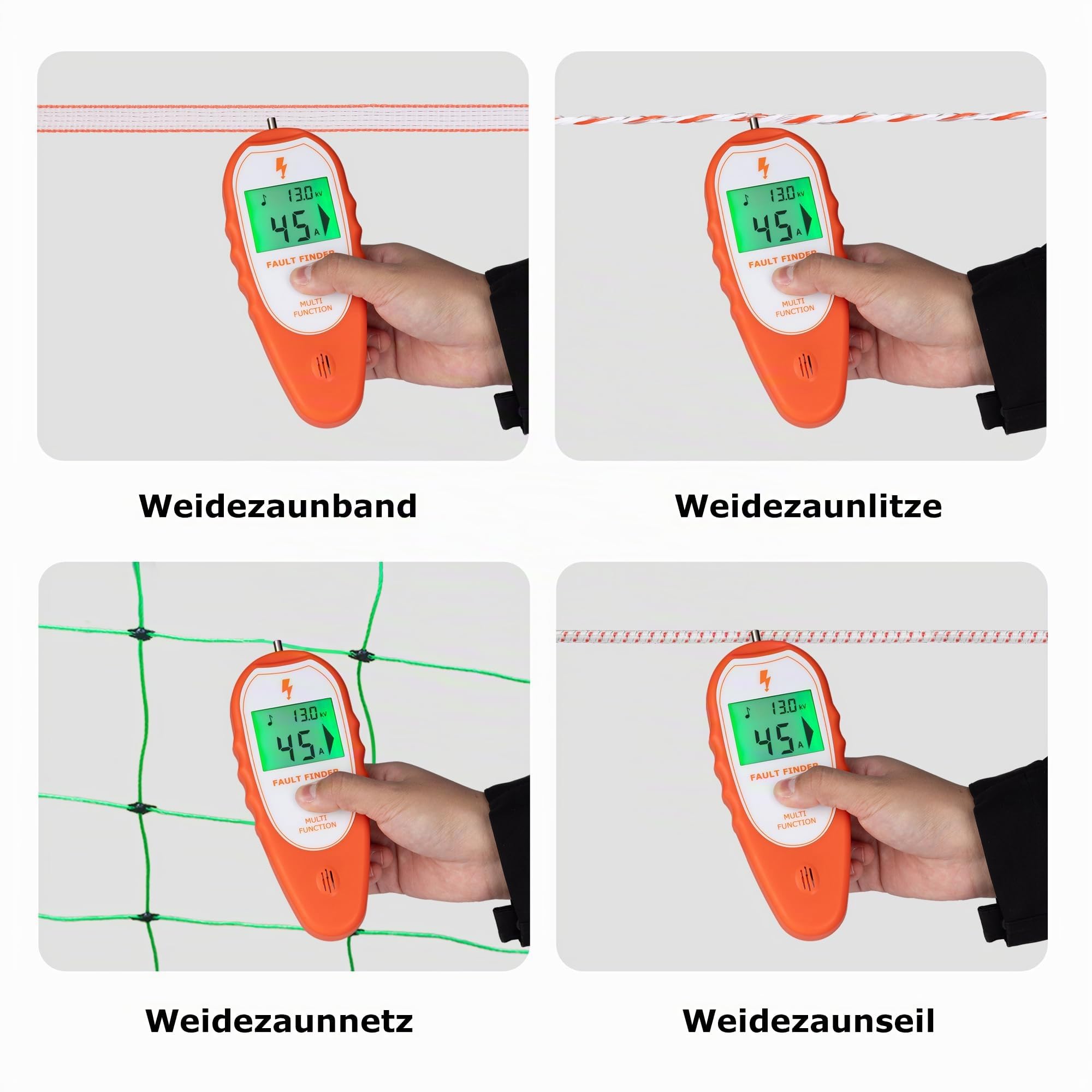 MINGYA Weidezaunprüfer & Fehlersuchgerät mit Hintergrundbeleuchtung, 15kV Digitaler Zaunprüfer Spannungstester 200V–15.000V, Orange
