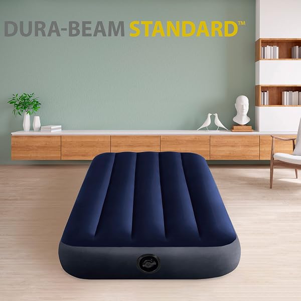 Intex 64756 - Luftmatratze Einzelbett 76 cm Dura-Beam Classic Downy, Aufblasbare Matratze mit Ventil, Geeignet für 1 Person, - 1
