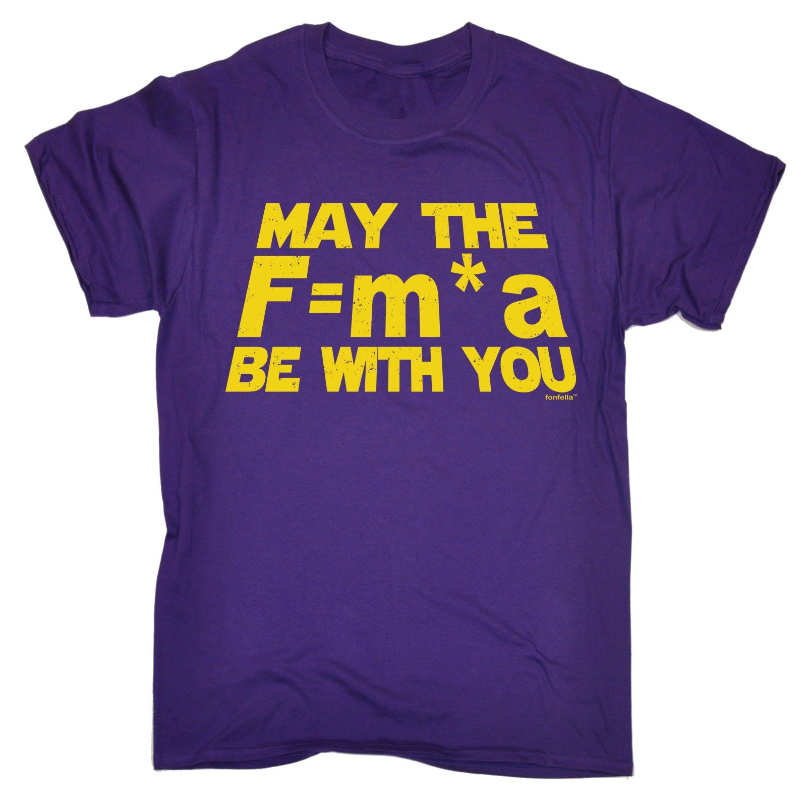 FonfellaMAY THE F=MA BE WITH YOU - NEWTONS FORCE LAW (M - PURPLE) NEW PREMIUM LOOSE FIT BAGGY T-SHIRT - slogan funny clothing joke novelty vintage retro t shirt top men's ladies women's girl boy men women tshirt tees tee t-shirts shirts fashion urban cool geek nerd big theory force wars star teacher science physics sheldon bang cooper day for him her brother sister mum dad mummy daddy father mother birthday ideas gifts christmas present gift S M L XL 2XL 3XL 4XL 5XL - by 123t Slogans