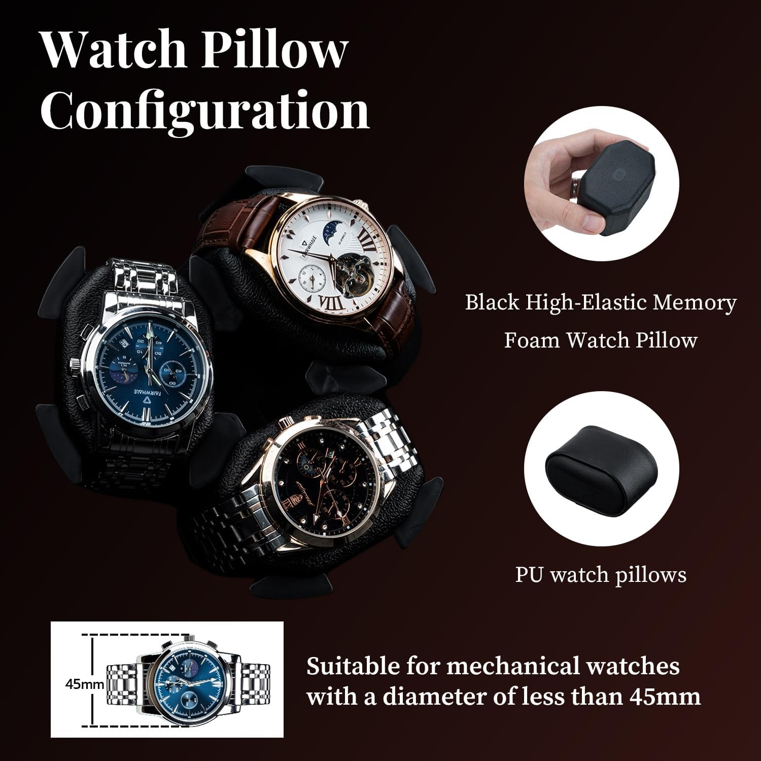 Mcbazel Boîte à Montres Automatique Ultra Silencieuse avec Lumière LED, Boîte de Rangement Luxe pour 6 Montres avec 5 Modes de Rotation et 6 Positions de Rangement Supplémentaires