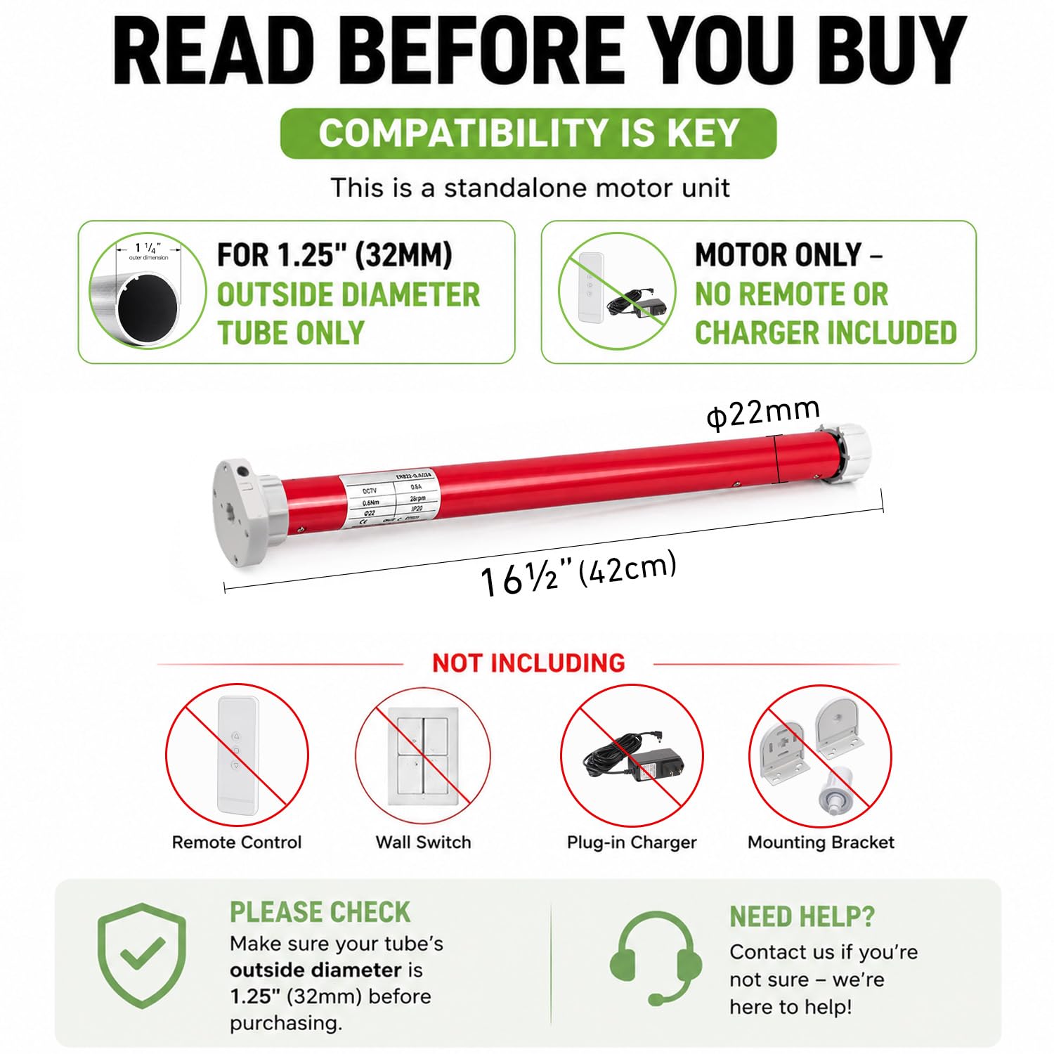 Rollerhouse Battery/12V Powered Electric Curtains Fits 1-1/4" Pipe Build with Rechargeable Lithium for Motorized Roller Blinds