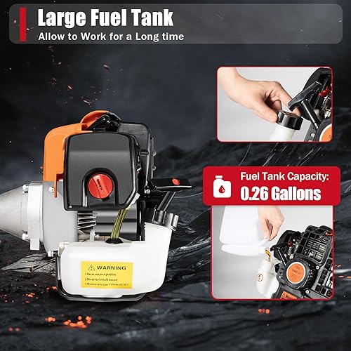 Miniatura 4 de Barredora de mano a gas 52cc 2 tiempos motor potencia nieve barrido escoba 2.5HP caminar detrás empujador de césped barredora de césped césped