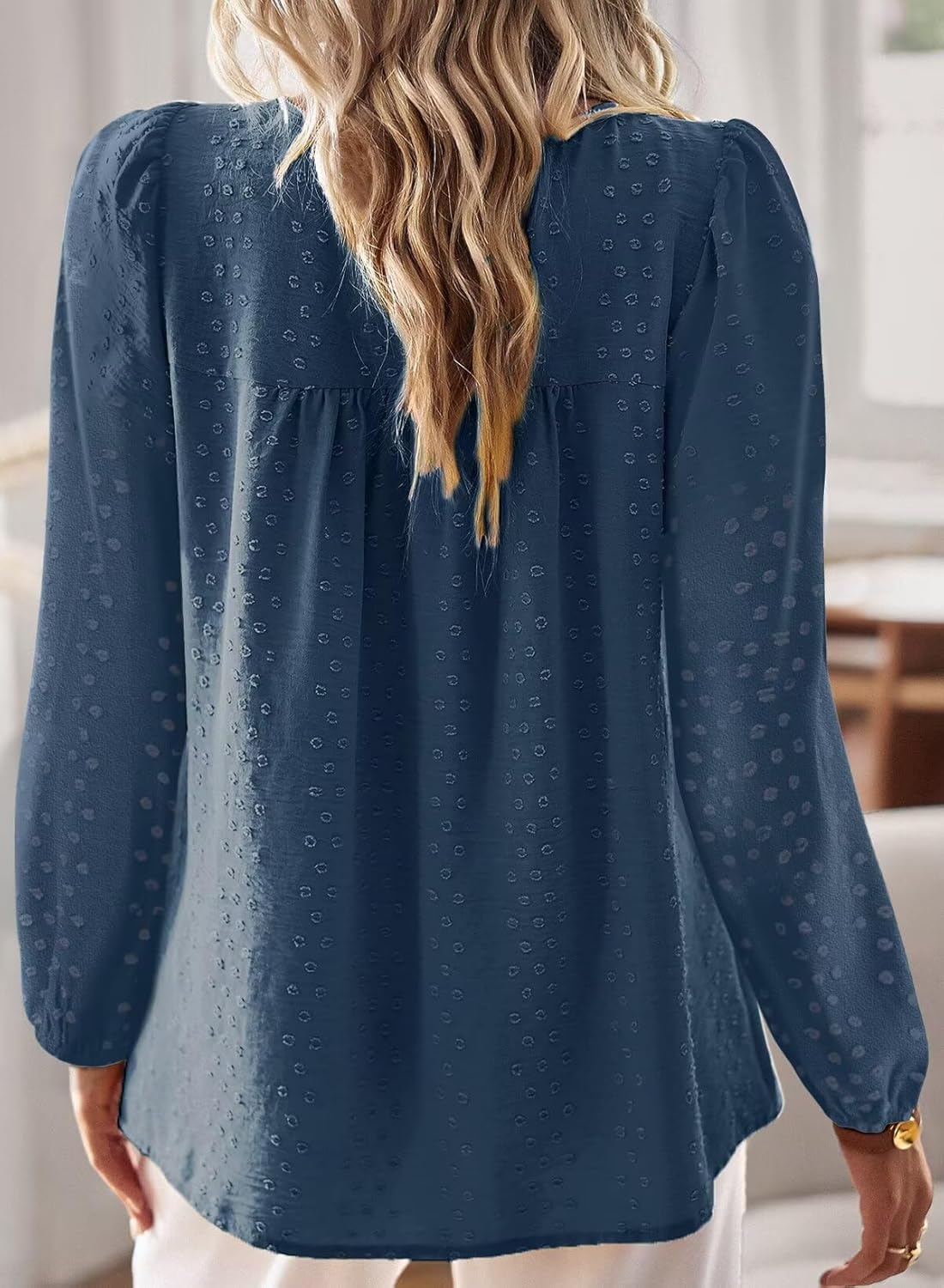 Boho Tops for Women Long Sleeve Shirts Crewneck Flowy Womens Blouses Dressy Casual Lace Hem Clothing Trendy 2026