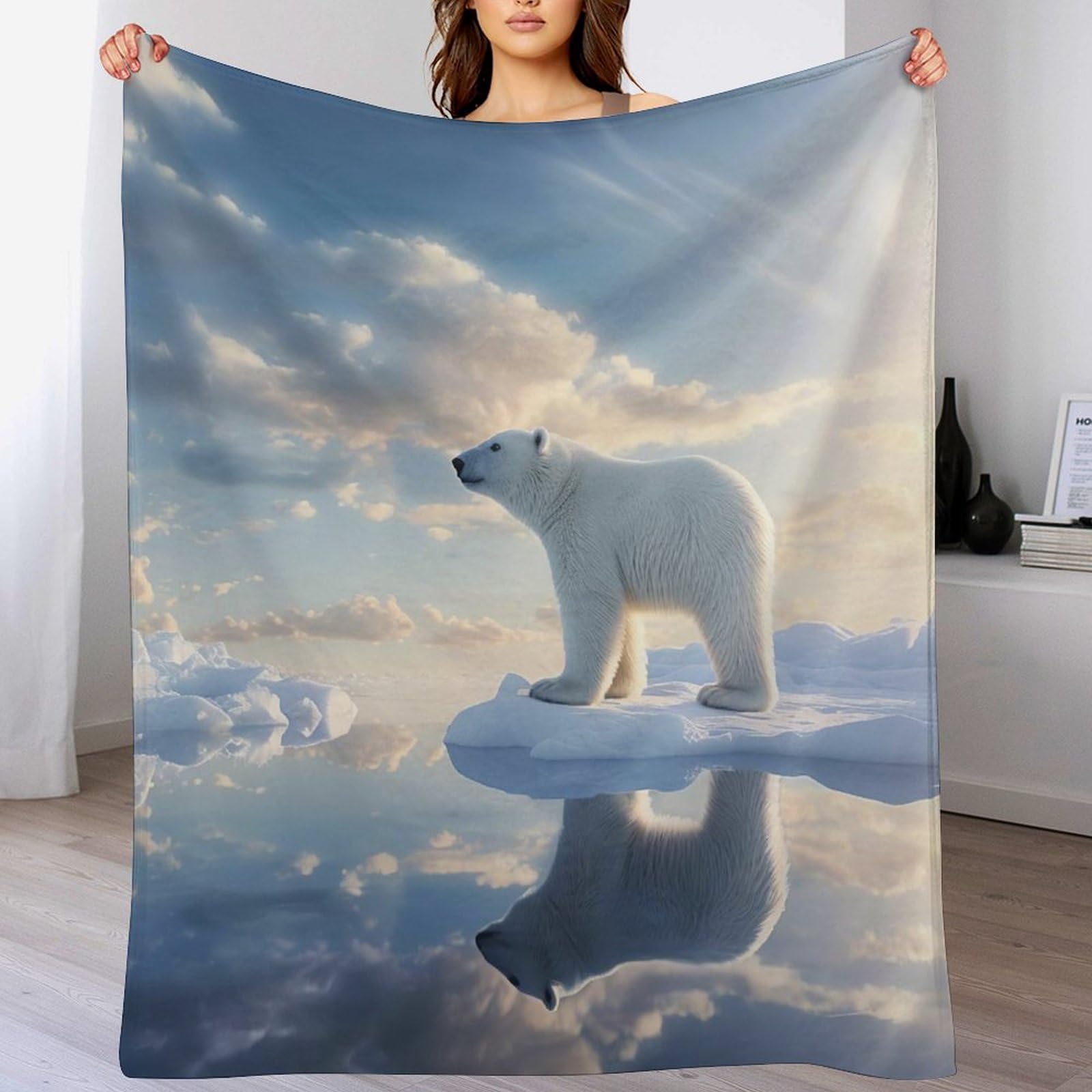 Couverture de canapé motif ours polaire impression 3D pour vos soirées