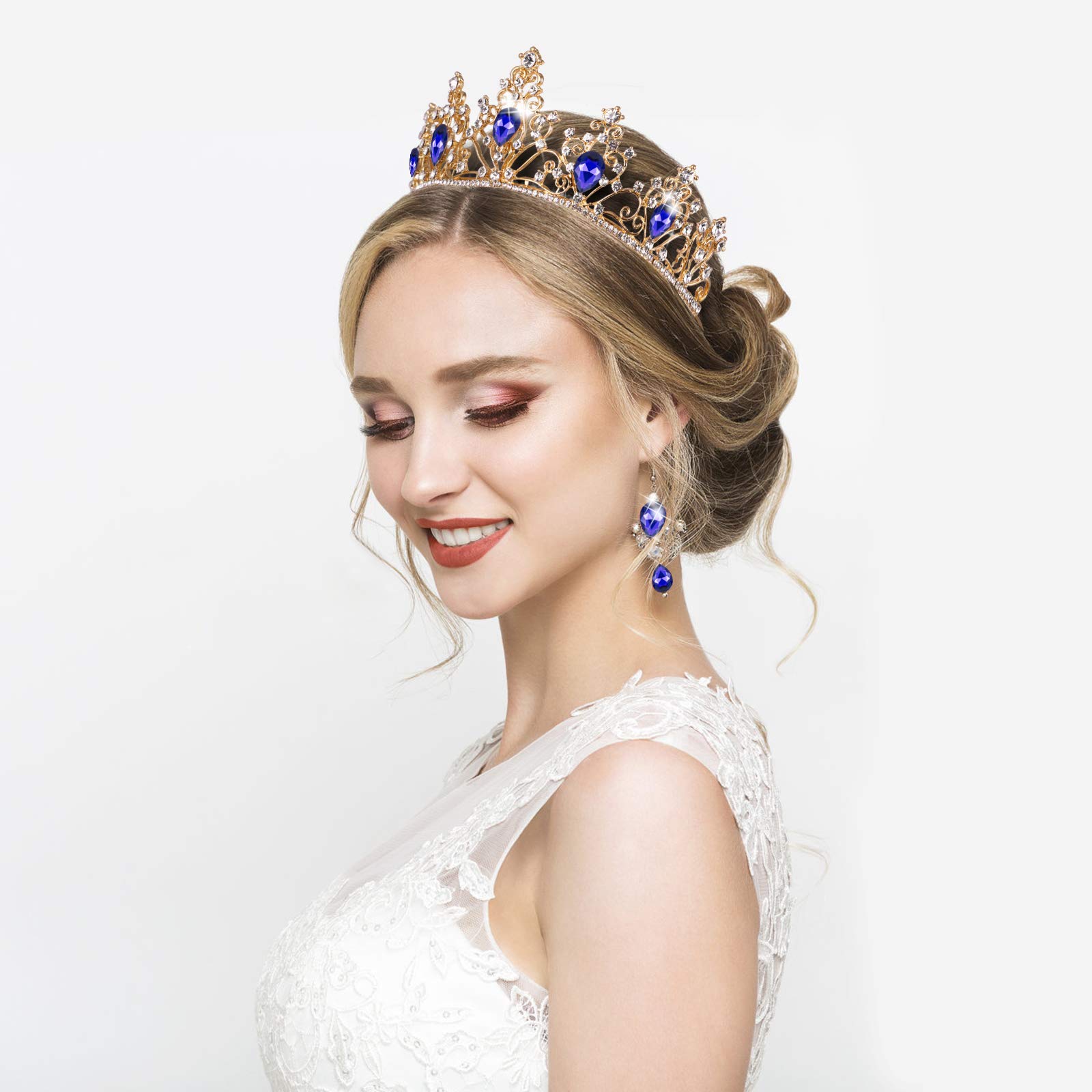 Tiara Rossa Vintage Con Strass Verdi - Corona Da Principessa Per Matrimonio, Festa E Ballo - 3