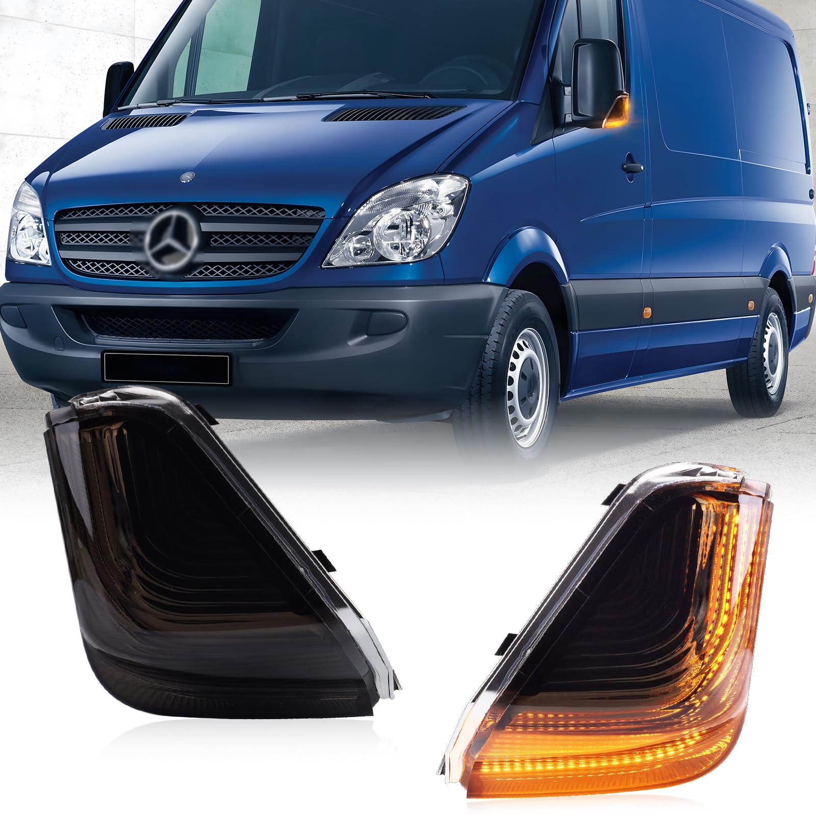 POPMOTORZ LED Clignotant Rétroviseur pour Mercedes-Benz Sprinter W906 2006-2021 VW 2006-2021, LED Clignotant Latéral Rétroviseur Indicateurs avec Canbus Sans Erreur 2835 SMD, 2 Pièces