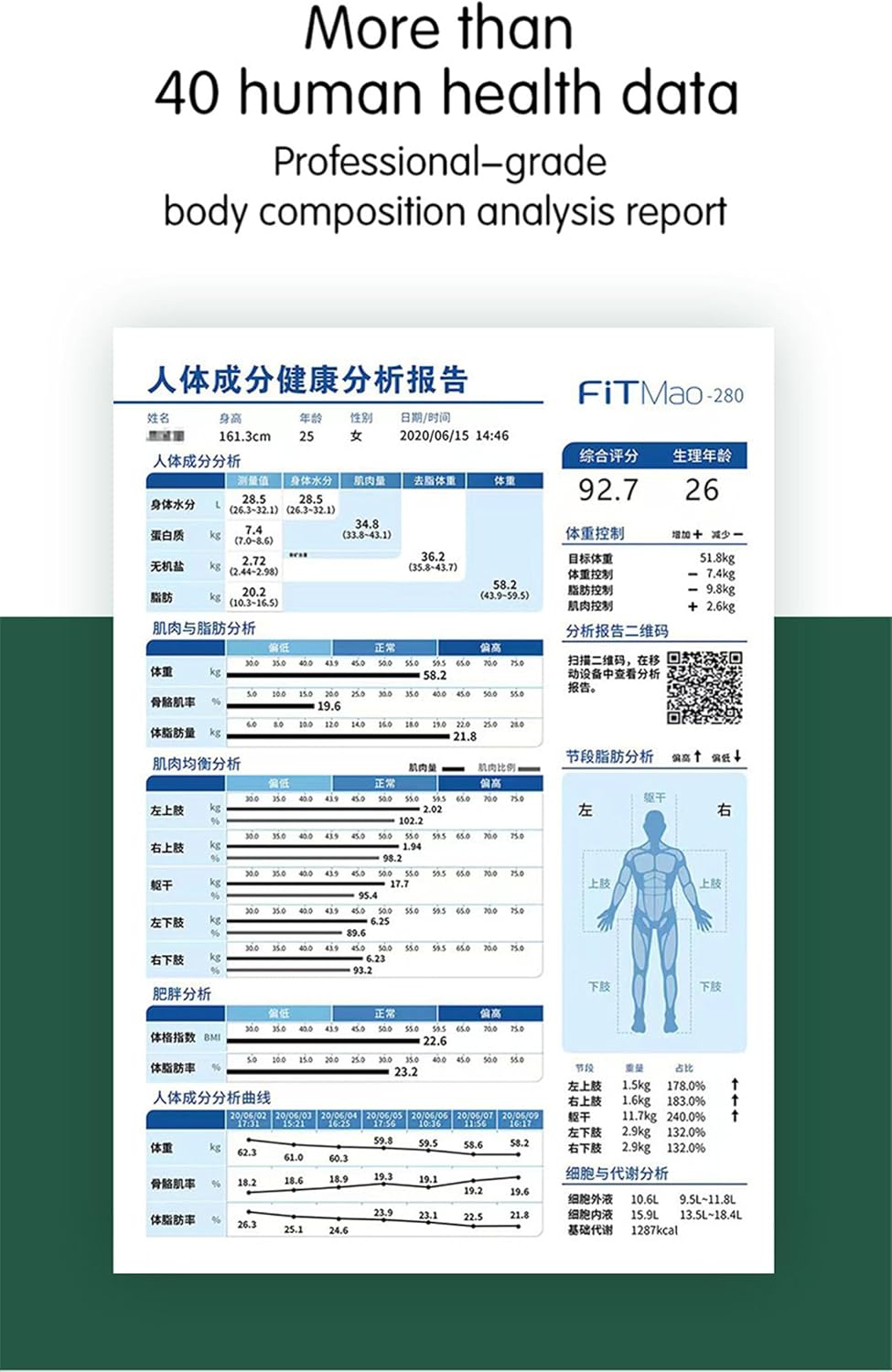 10.1 inch HD touch Bioimpedance Analysis Machine Ultrasonic Height Test Body Composition Weight Control Fat Analyzer Health Ma