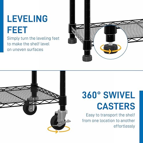 Miniatura 62 de Estante de almacenamiento ajustable de 4 niveles, estante de almacenamiento de metal, estantería de alambre, estantes de almacenamiento de metal