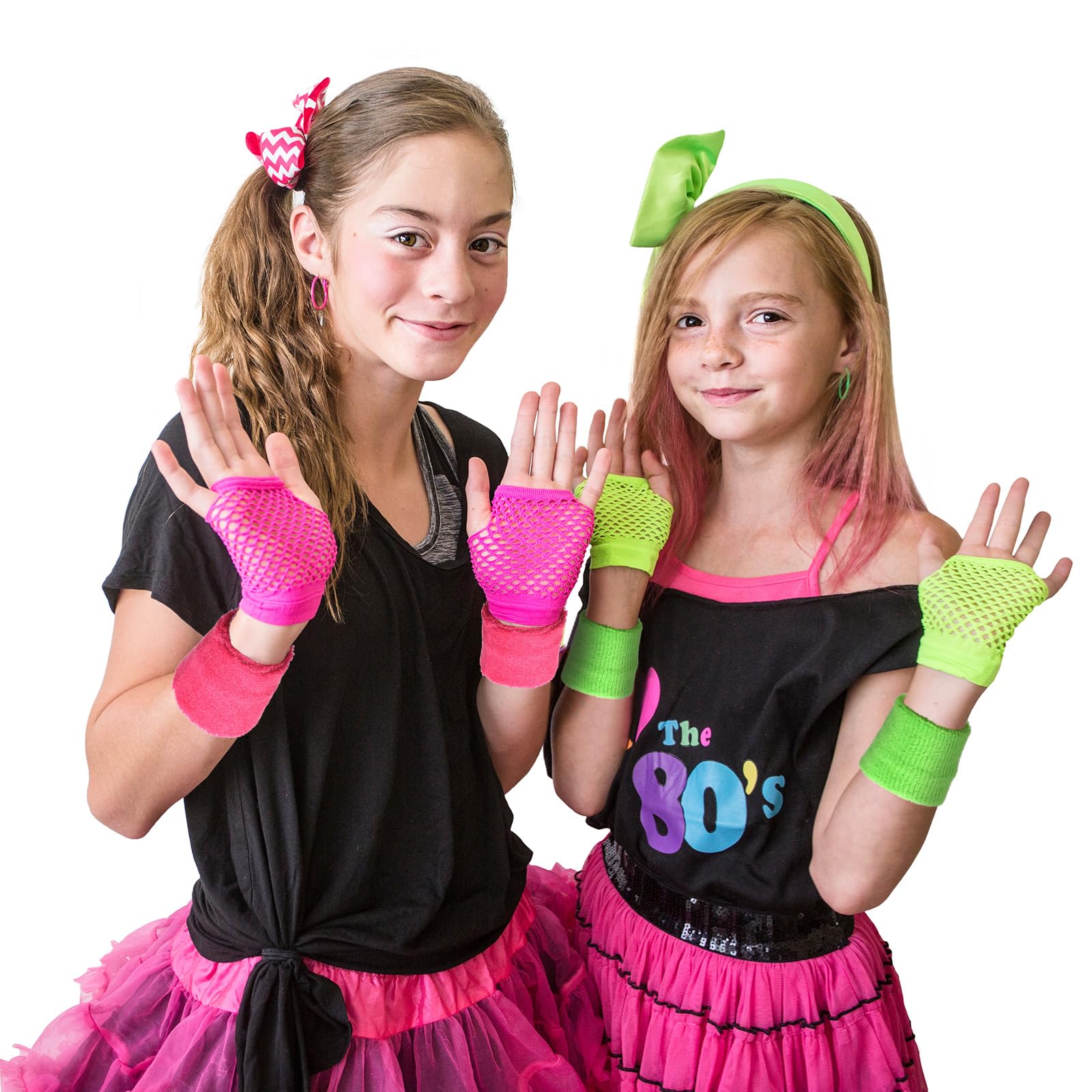 24 Pcs Neon Wristbands For Kids Tennis Wrist Sweatbands 80s Neon