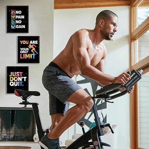 Miniatura 5 de HLNIUC Arte de pared motivacional para gimnasio, decoración de pared inspiradora para sala de entrenamiento, palabras motivacionales, juego de 6 (8
