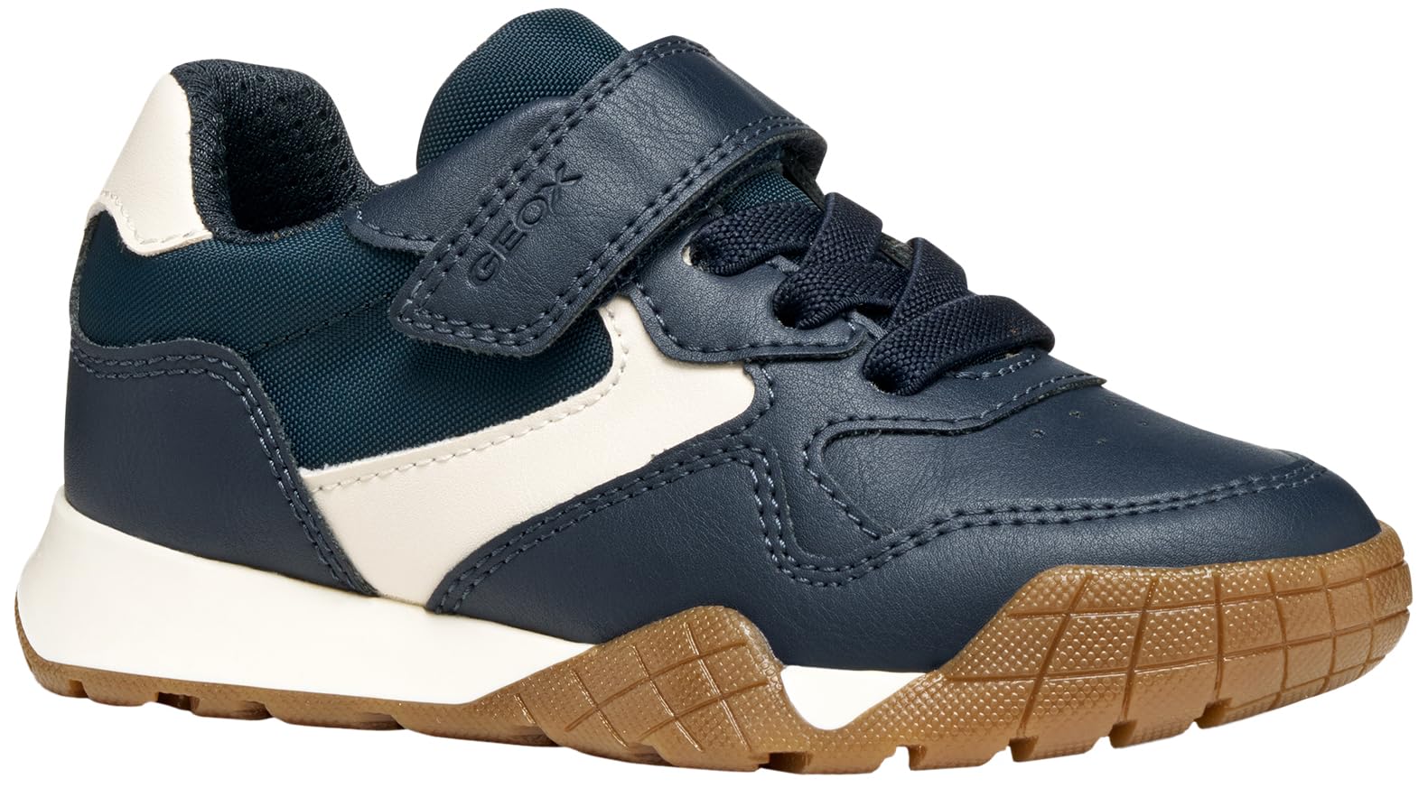 Geox J RANN-E BOY Sneaker, Navy/LT Ivory, 13 UK