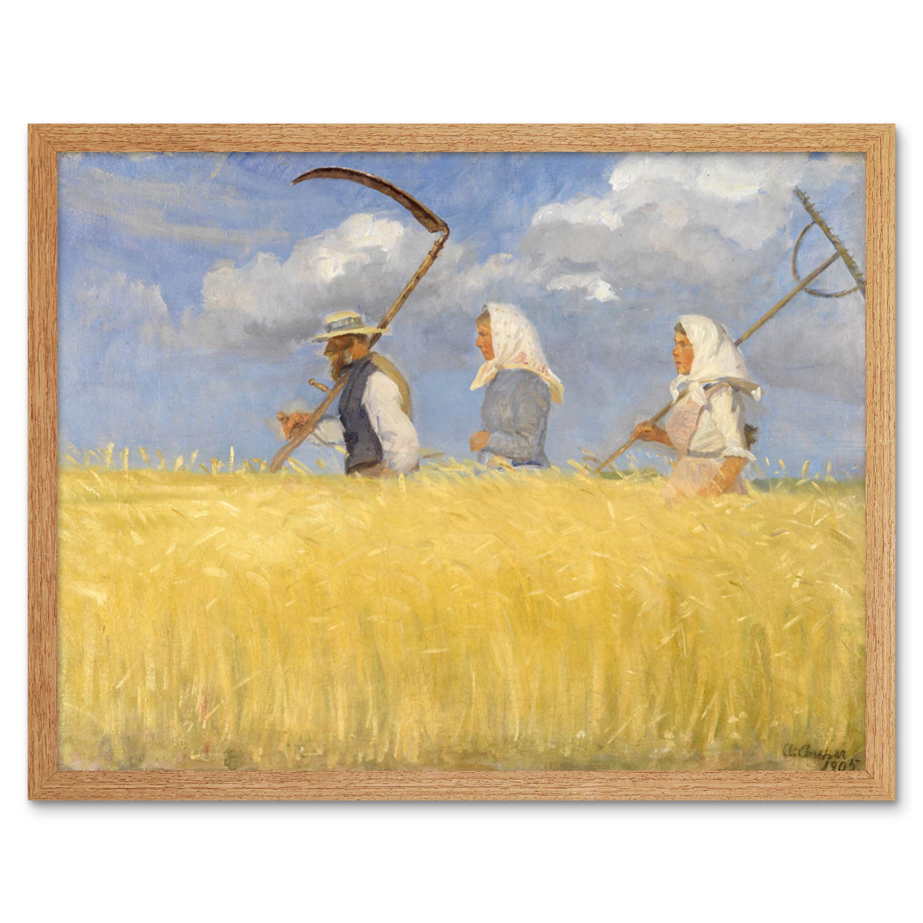 Anna Ancher Harvesters Art Print Framed Poster Wall Decor 12x16 inch