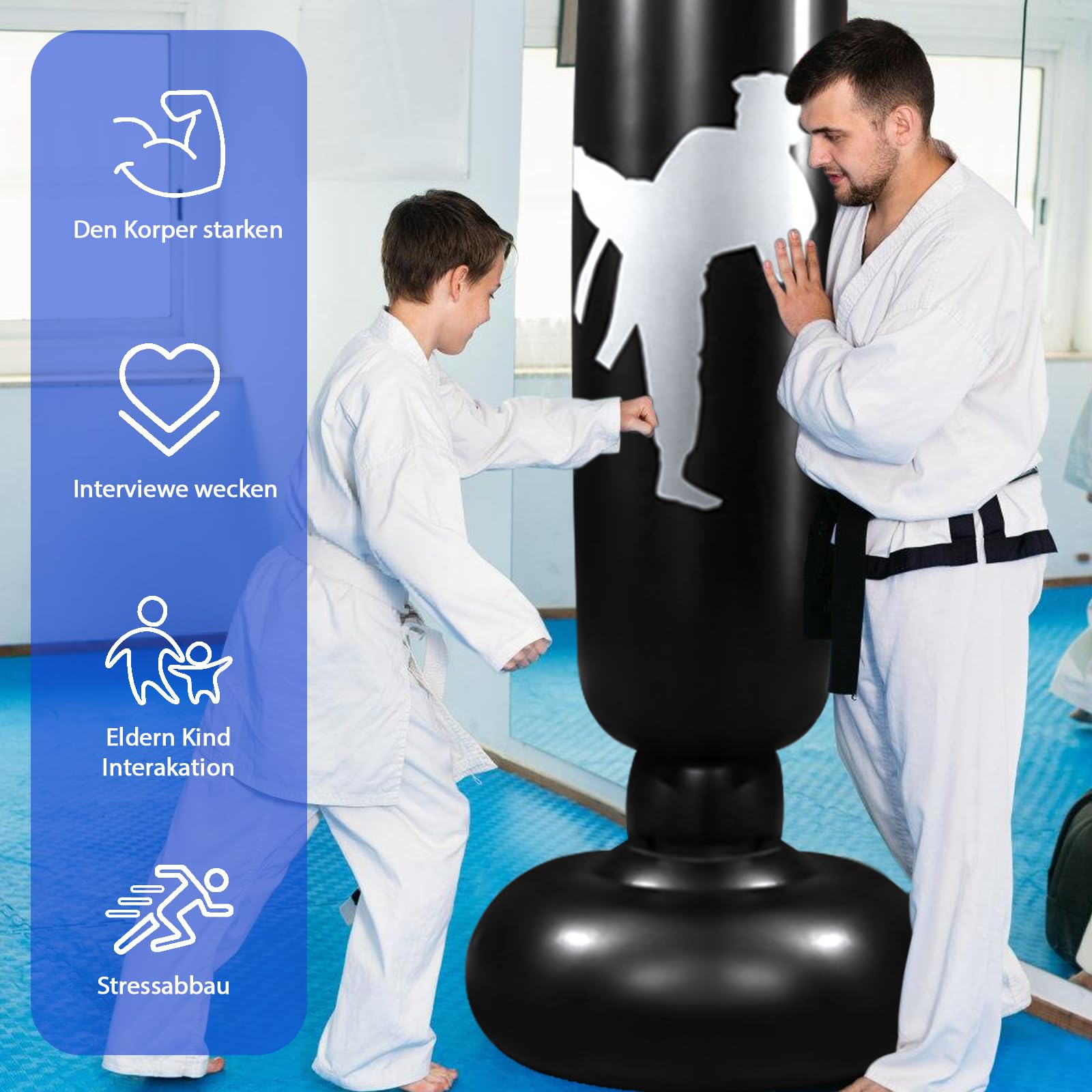 Sacco Da Boxe Gonfiabile Per Bambini - 160cm Con Guanti E Pompa, Per Kickboxing E Allenamento - Foto 4