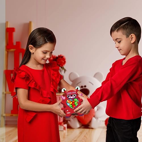 Miniatura 7 de Juego de 40 tarjetas de San Valentín para niños tarjetas de San Valentín de monstruo para niños regalos únicos de San Valentín para niños y niñas