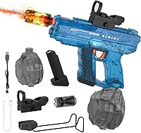 QHECTTY Electric Water Gun for Kids Adults - Transparent Automatic Squirt Gun 32FT Range, 800ml Tank, Waterproof Pool Party Toy (Blue)