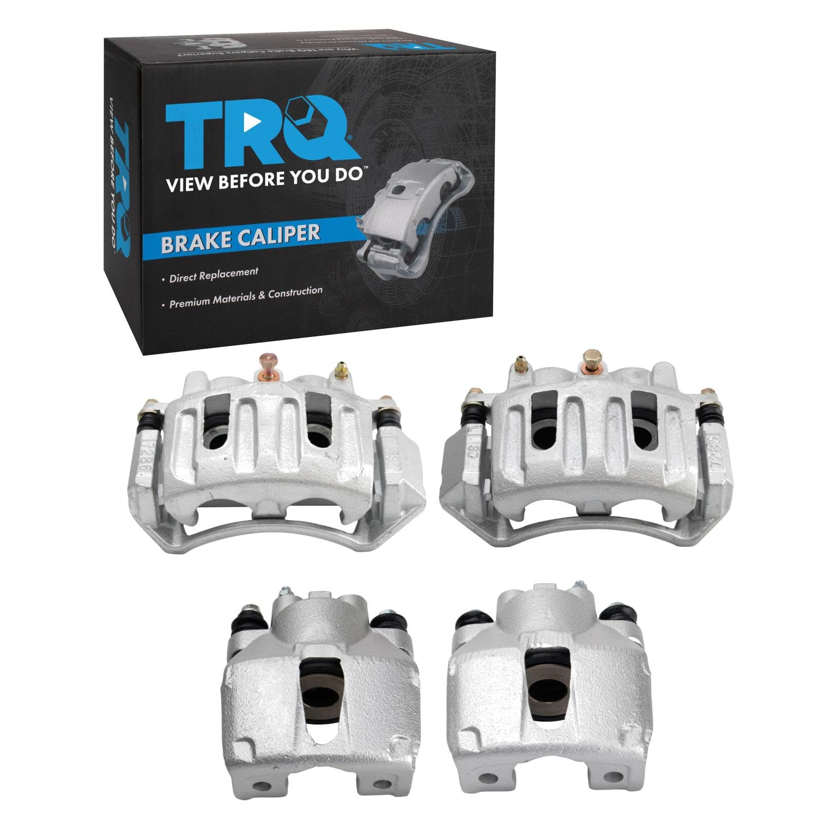TRQ Front and Rear Brake Caliper Set Zinc Coated Brackets Compatible with 1999-2001 Ford F 150 2002 Lincoln Blackwood