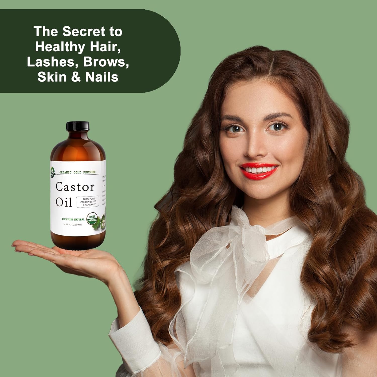 Castor Oil-Castor Oil Organic Cold Pressed Unrefined Glass Bottle-Organic Certified 100% Pure Castor Oil,Hexane Free,Organic Castor Oil for Face,Hair Growth,Eyelashes,Caster 16.91fl.oz/500ml - Image 7