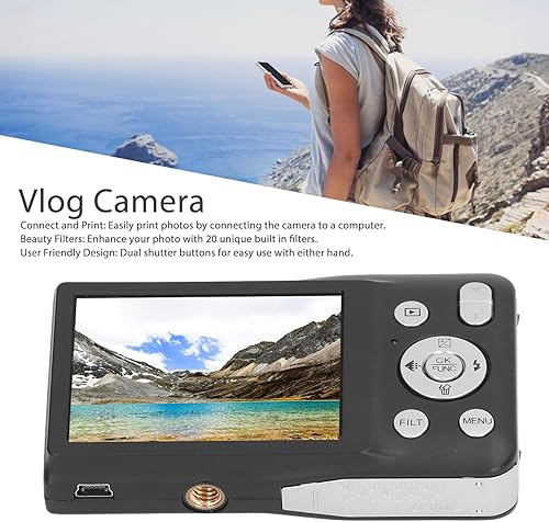 Miniatura 2 de Cámara digital 8K, cámara selfie con zoom 16X, enfoque automático con pantalla HD de 2.7 pulgadas para grabación de video fotográfica, cámara