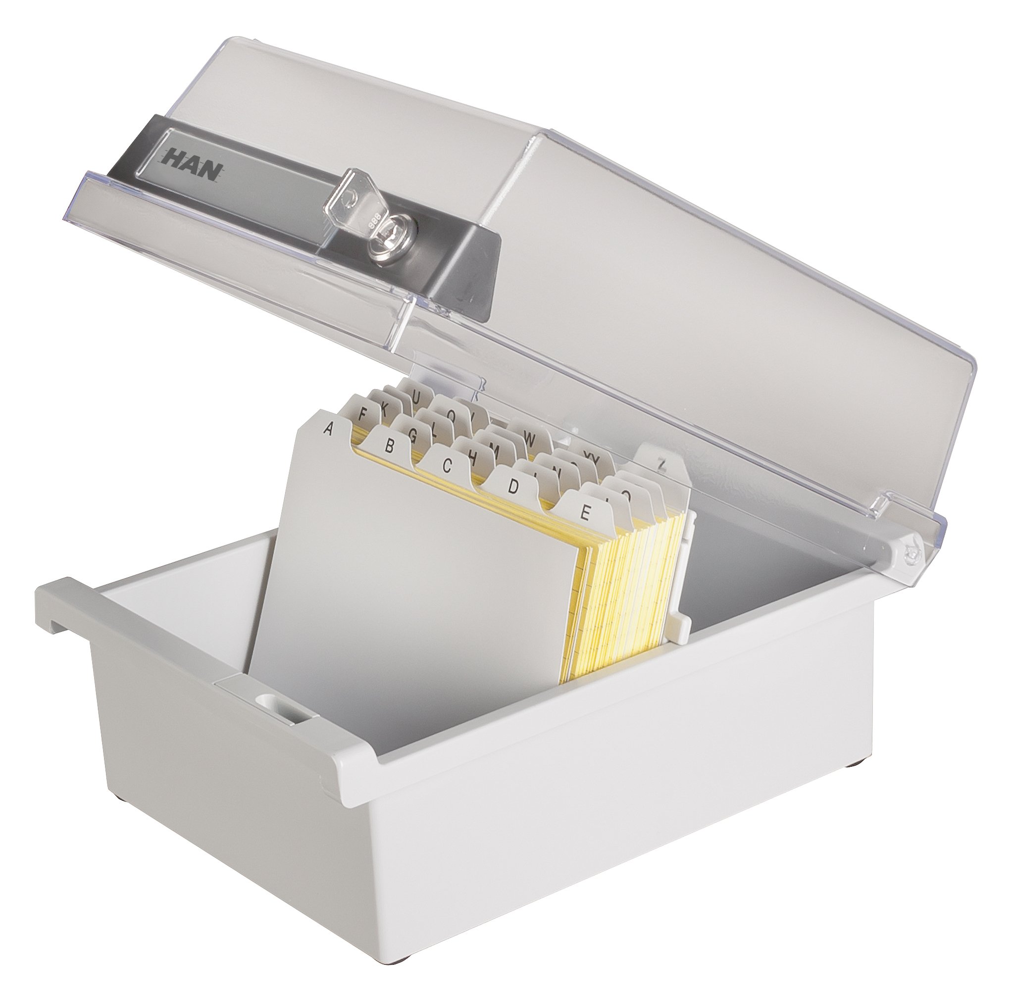 HAN 966-S-631 Boîte à fiches Collection spéciale A6 horiz pour 800 fiches avec serrure gris clair translucide