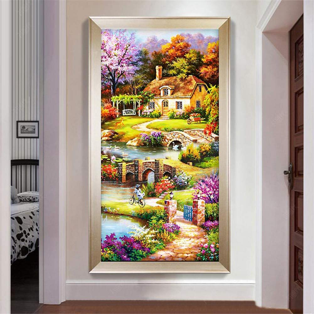 Peinture diamant paysage de cabane 80x160 cm pour décorer votre salon
