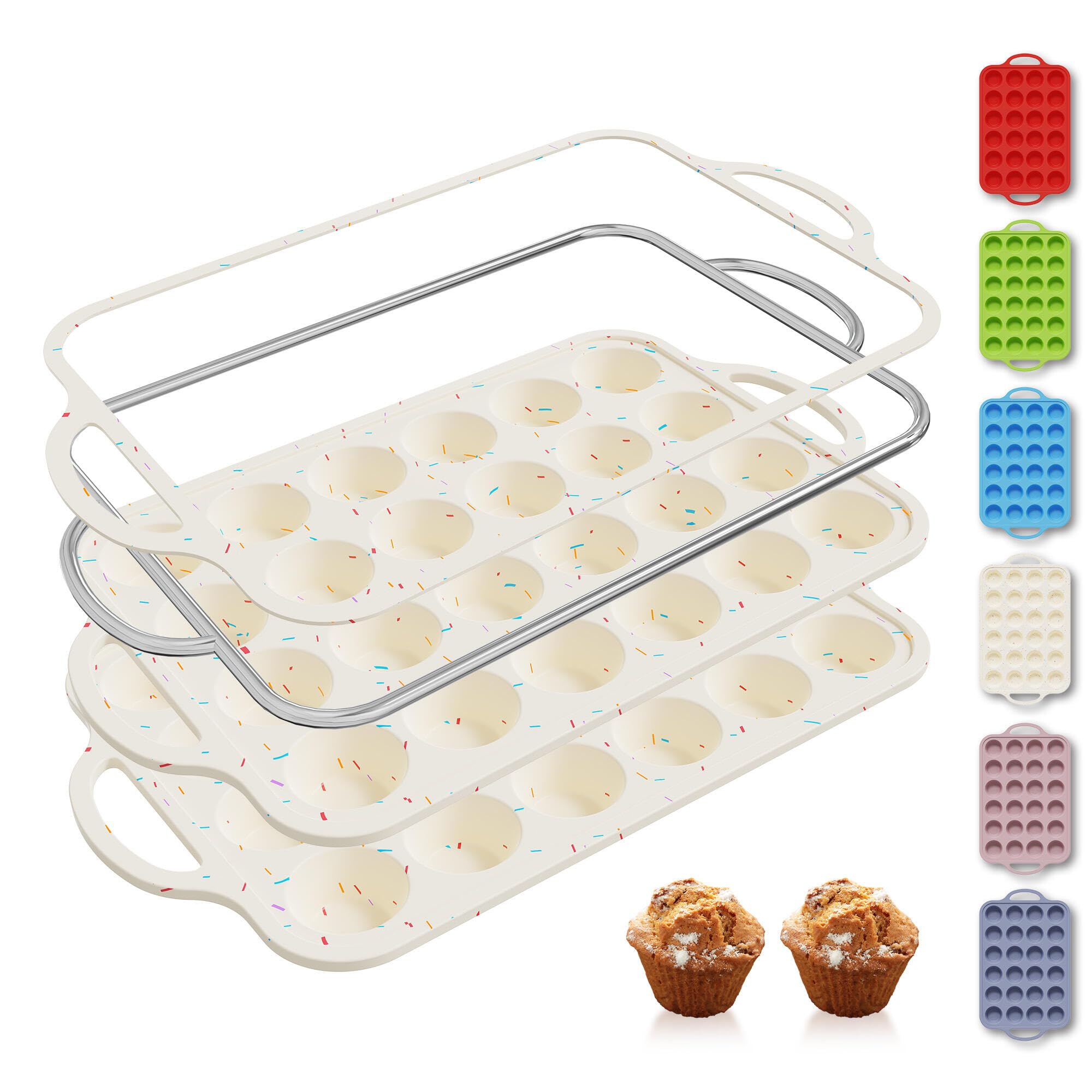 Socisen 12 Cup Silicone Muffin Pan - Non-Stick & Durable -20
