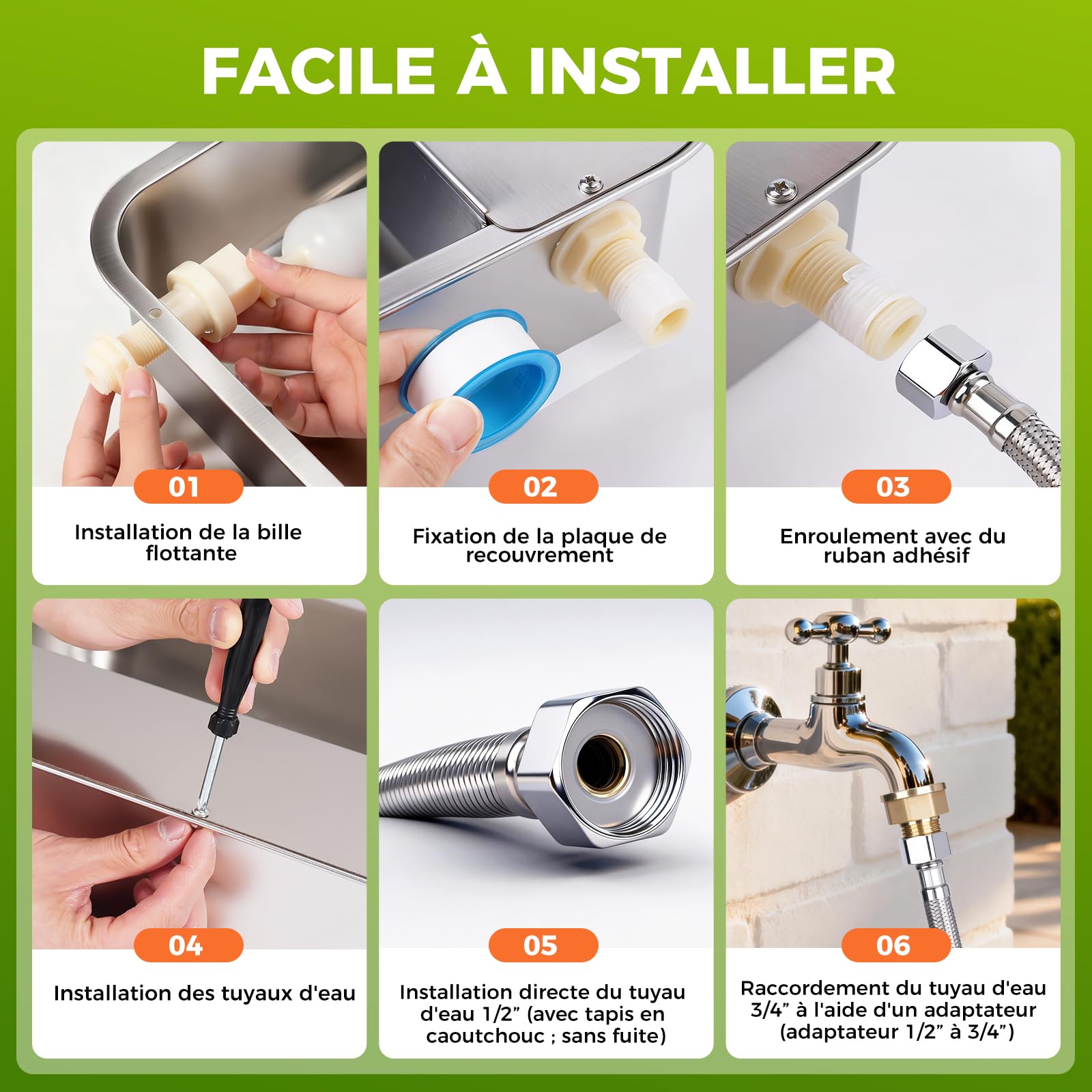 Abreuvoir Automatique pour Chiens, Distributeur ExtéRieur en Acier Inoxydable de 11 litres pour Grands Chiens, Chevaux, Canards, Poulets et BéTail (39 X 29 Cm)