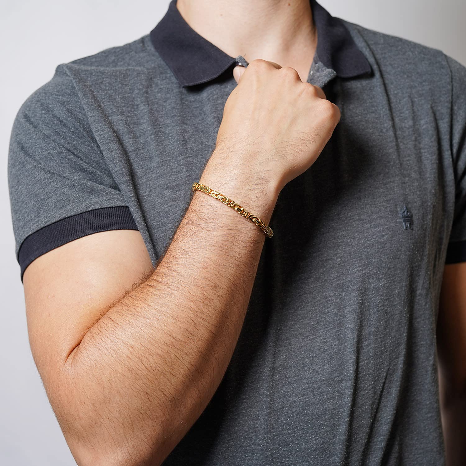 trendor Armband Königskette Gold auf Silber 925 Breite 4,7 mm 51324 | zauberhafter Armschmuck für Damen und Herren, modische Geschenkidee,
