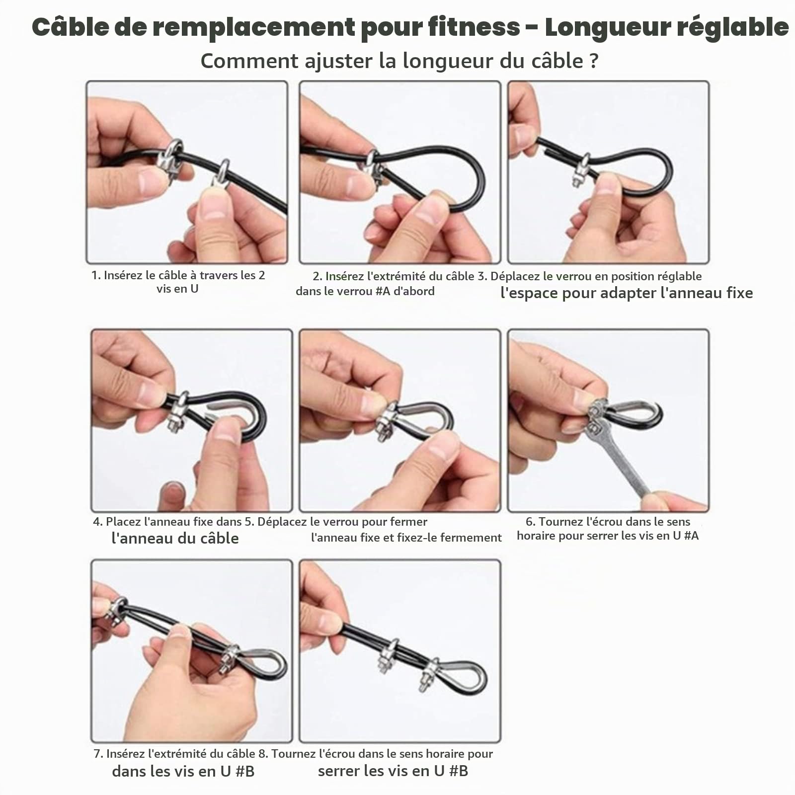 Câble de gym - 4 m/5 m - Câble en acier gainé pour appareil de fitness - Câble en acier pour appareils de fitness - Câble en acier gainé pour traction, câble de fitness (5 m)