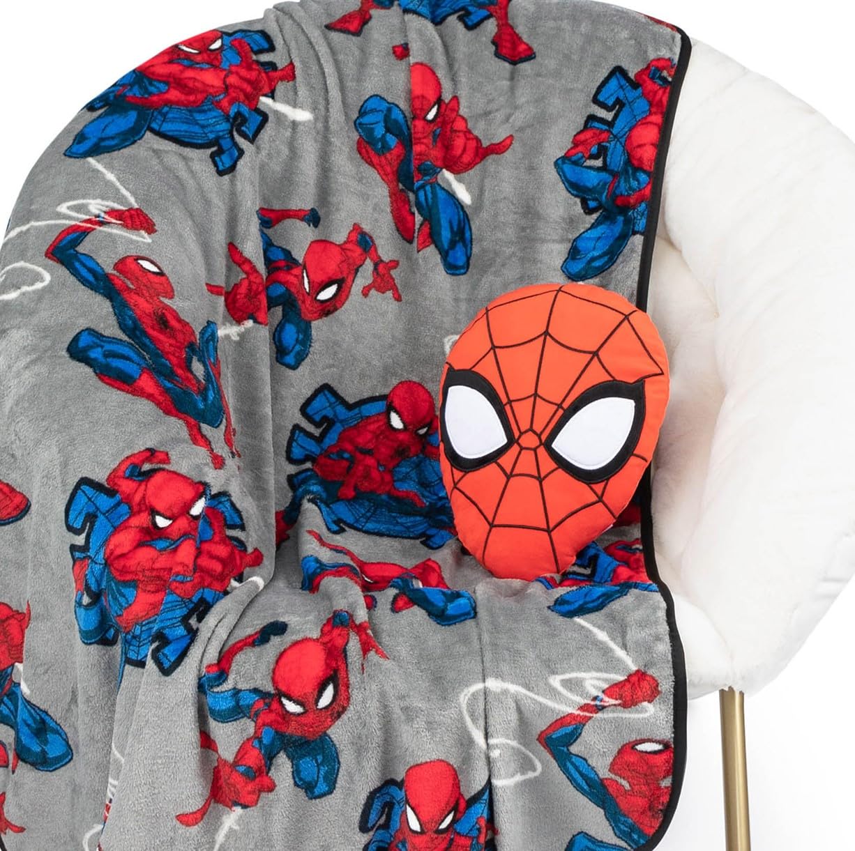 Jay Franco Spiderman Nogginz Set - 40 x 50 Inch Throw Blanket & Pillow - Kids Super Soft 2 Piece Bedding Set
