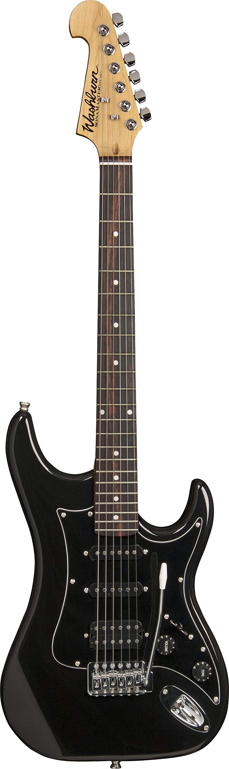 Guitarra Washburn S2hmb preta em Alder com headstock invertido e