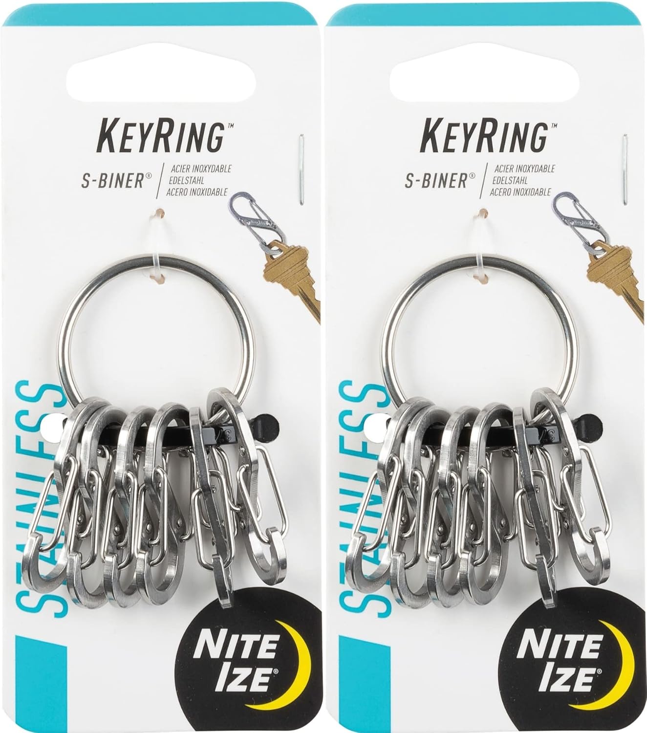 Nite Ize KeyRing Steel 2 in. Dia. Stainless Steel Silver Key Ring