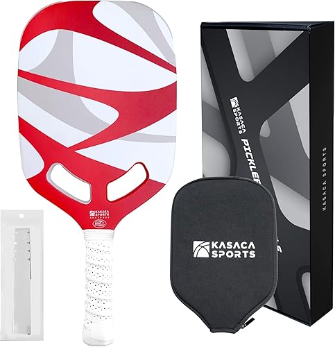 Pala de pickleball prémium 3K + fibra de carbono T700, 0.63 pulgadas de grosor, garganta abierta al aire, giro y control mejorados, diseño sin